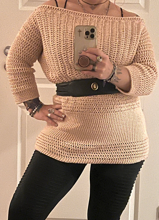 CROCHET SWEATER, OPEN NECK