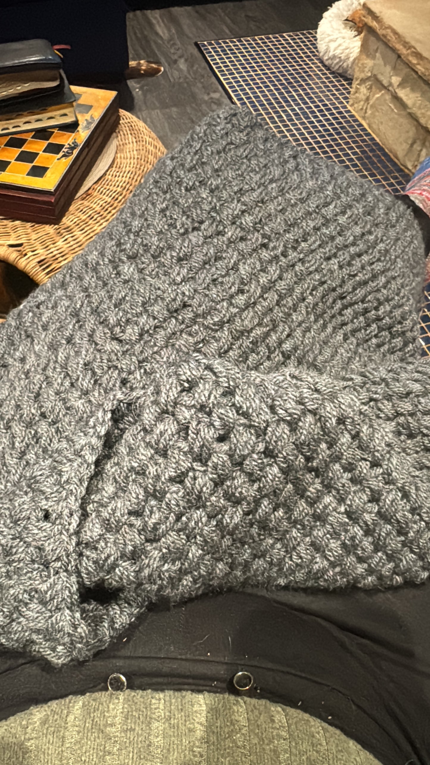 DARK GRAY CROCHET BLANKET